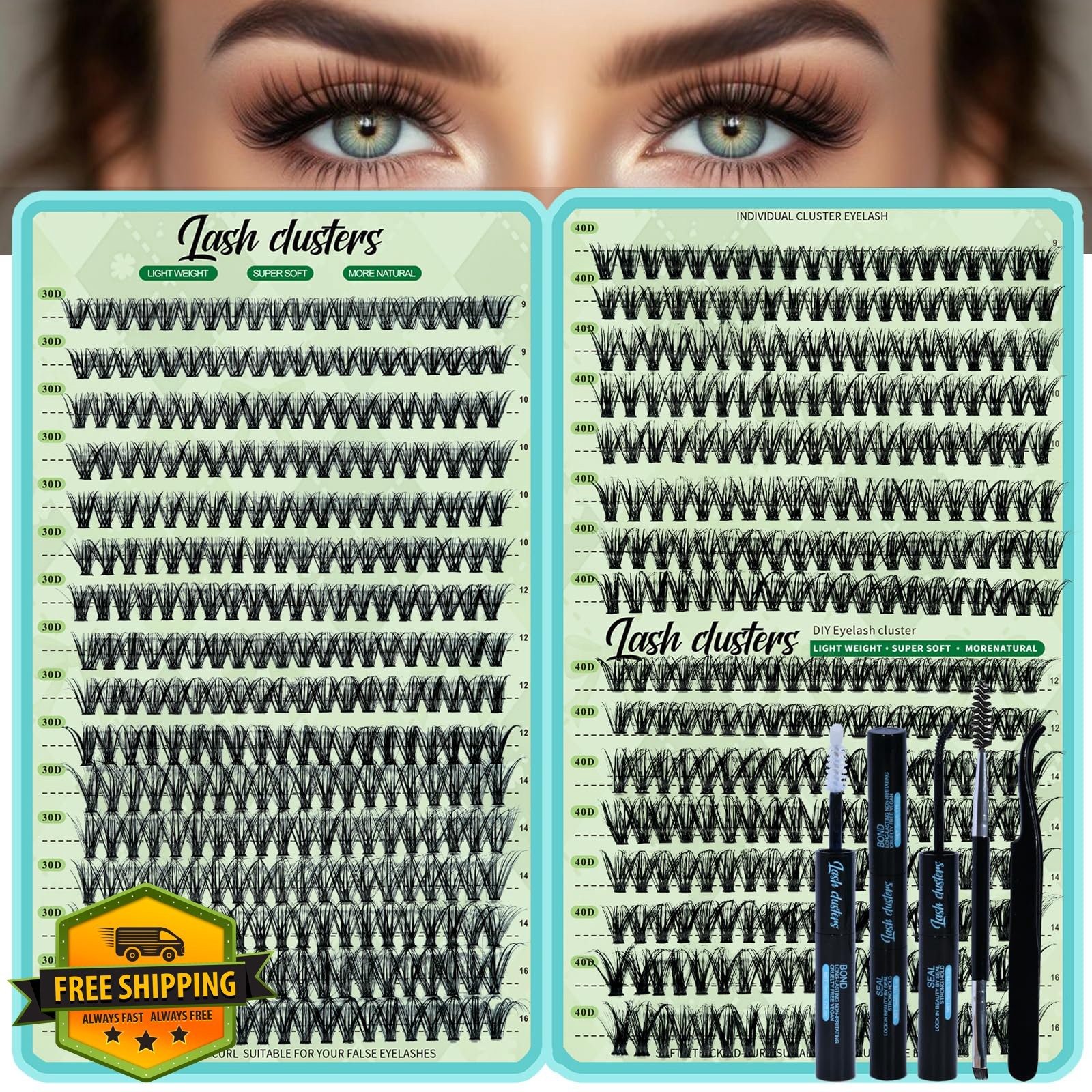 FebFeb Wispy Lash Clusters Kit 640pcs 9-16mm