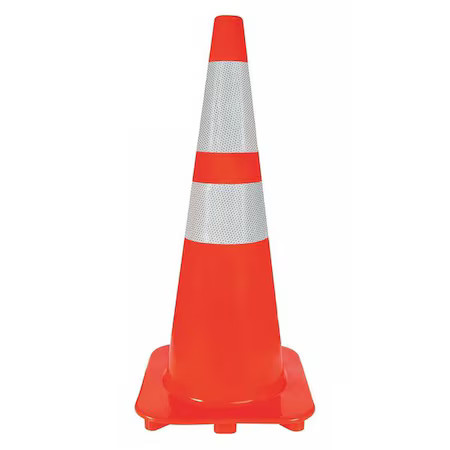 Zoro Select 6Fgz5 Traffic Cone, Pvc, High-Intensity Prismatic, 28 In Height, 5,