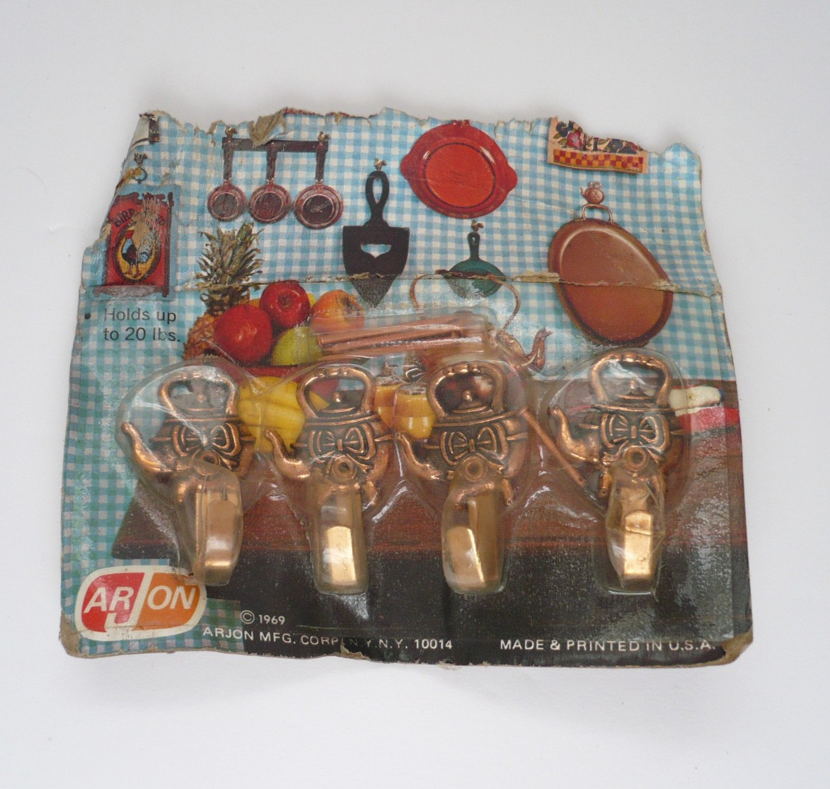 1969 Arjon Mfg Corp Kitchen Teapot Hooks w/Nails