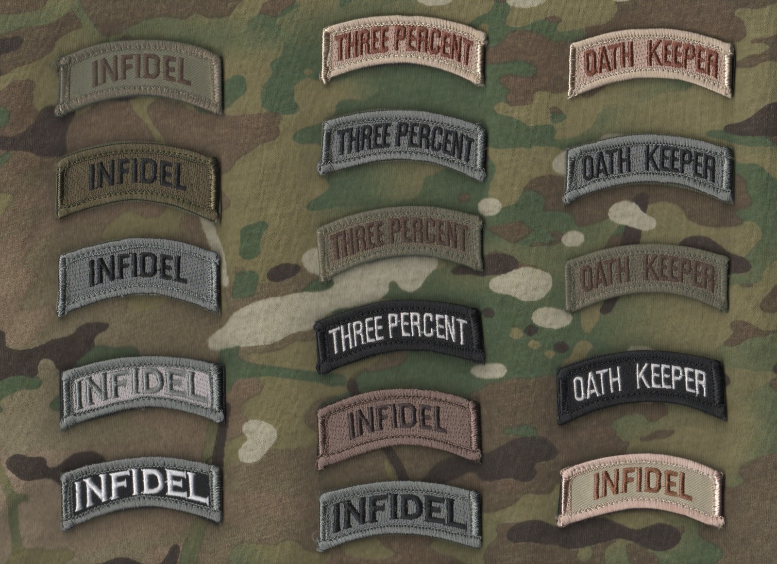 ALLIED COALITION FORCES OPERATOR SHOULDER burdock-hook 2-TAB: INFIDEL كافر
