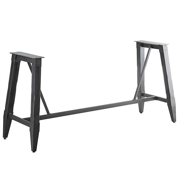 Industrial Style Bar Height Trestle Table Base with Steel Frame & Slate Gray