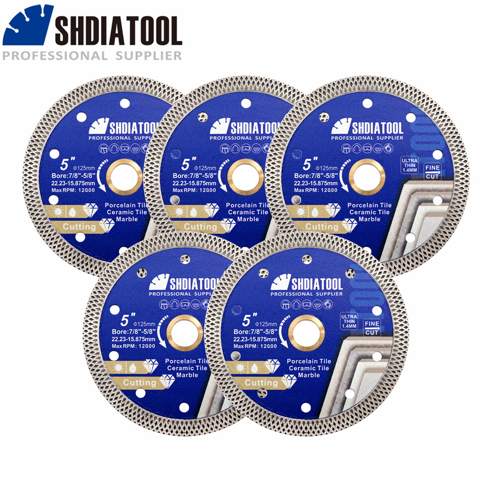 Diamond Turbo Cutting Disc Wheel 5''/125mm Mesh Saw Blade Tile Ceramic 5pcs