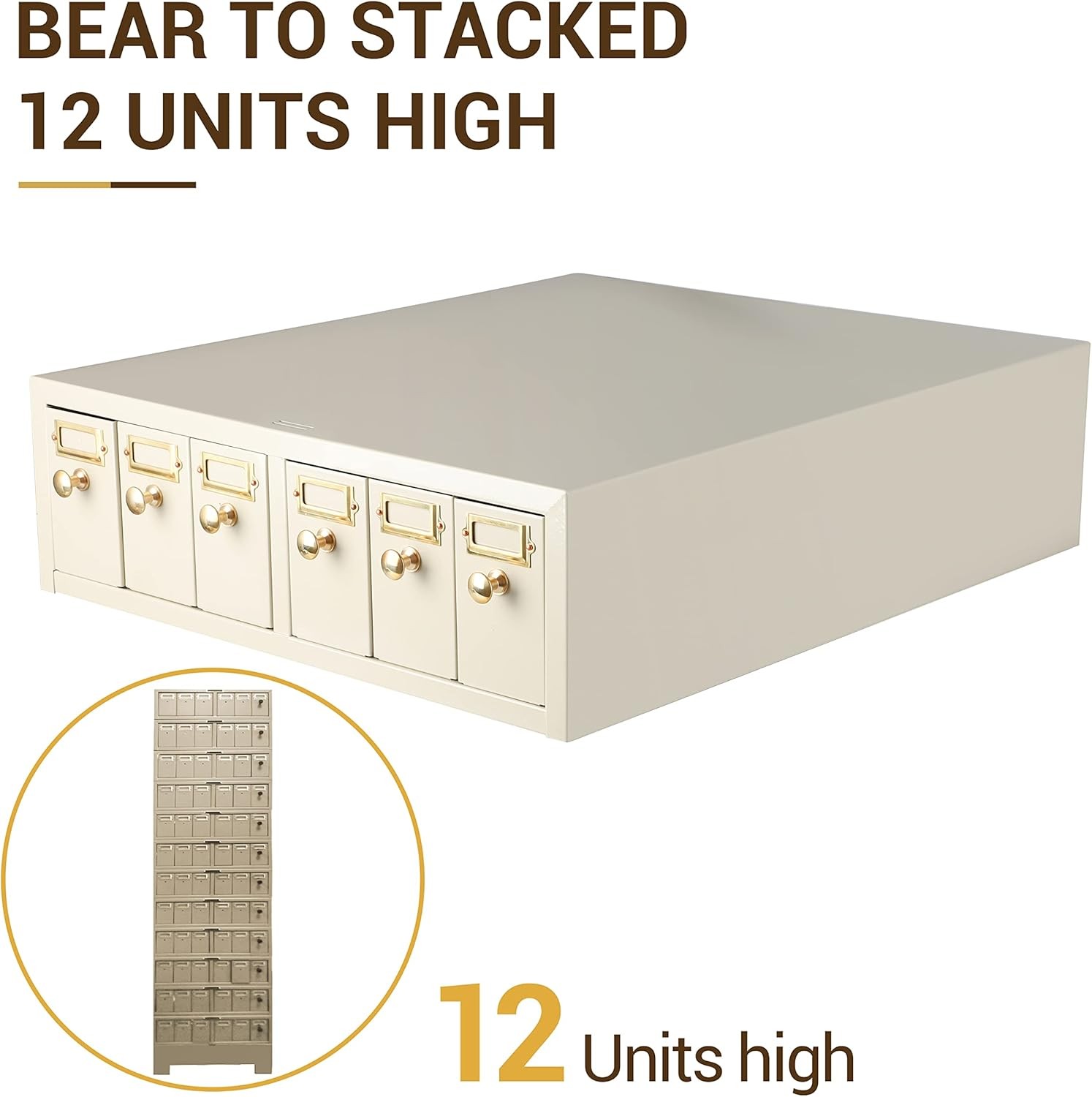 Microscope Slide Stackable Storage Cabinet, 6-Drawer, Metal, Stackable, Tan