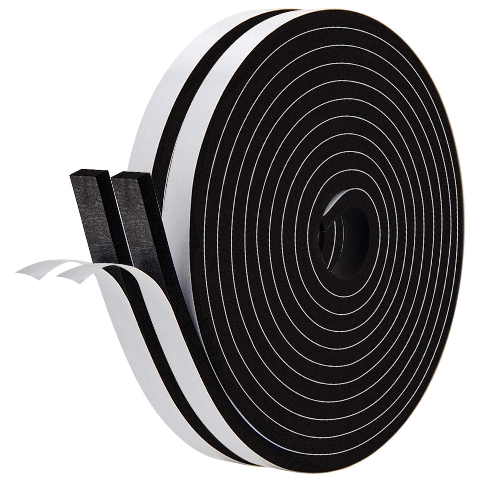 Neoprene Weather Strip with Adhesive, 1/2 Inch x 1/2in * 1/4in * 26FT, Black