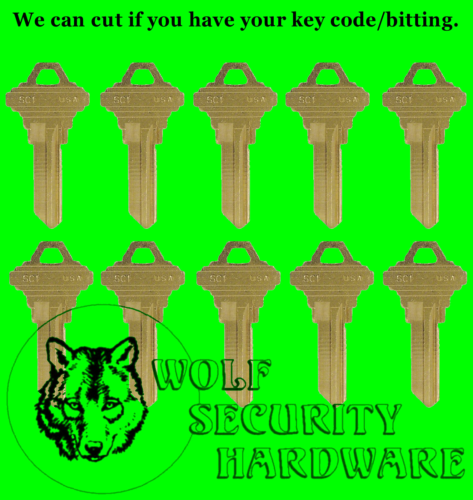 Lot of 10 SC1 Schlage C 5 Pin Solid Brass Key Blank