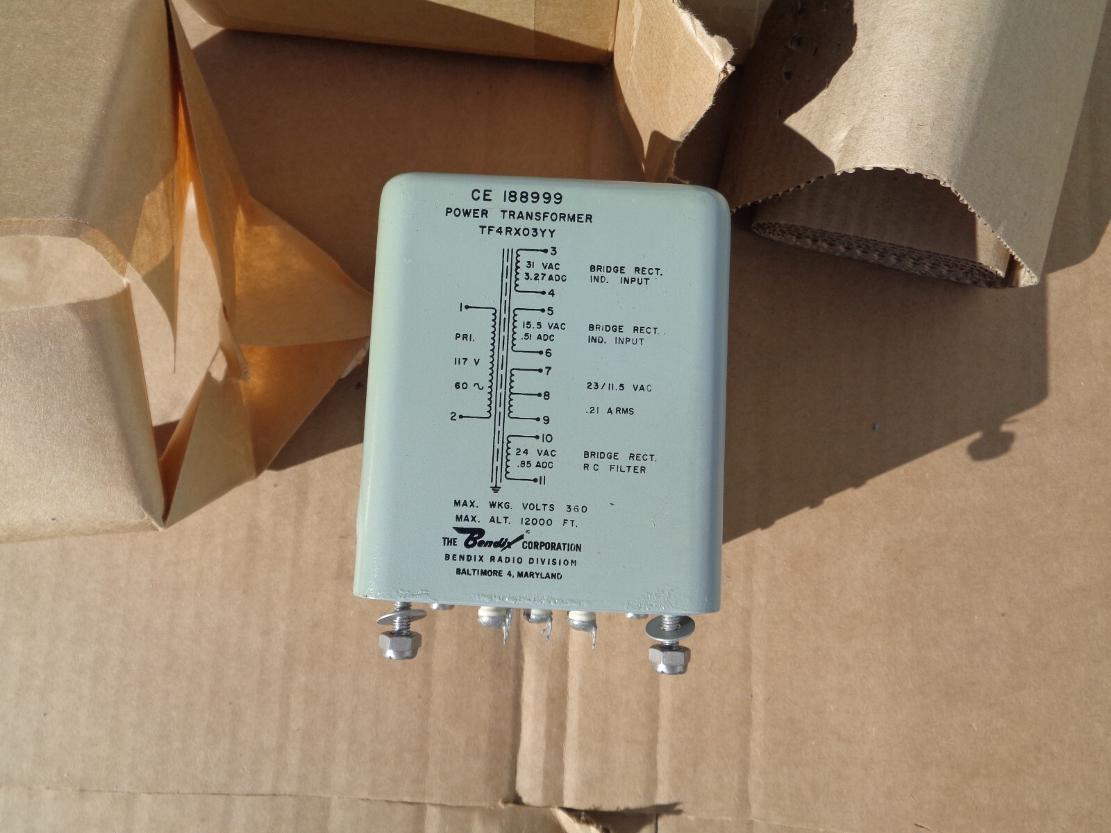 NEW BENDIX RADIO POWER TRANSFORMER  TF4RX03YY CE 188999 SEALED IN ORIGINAL BOX