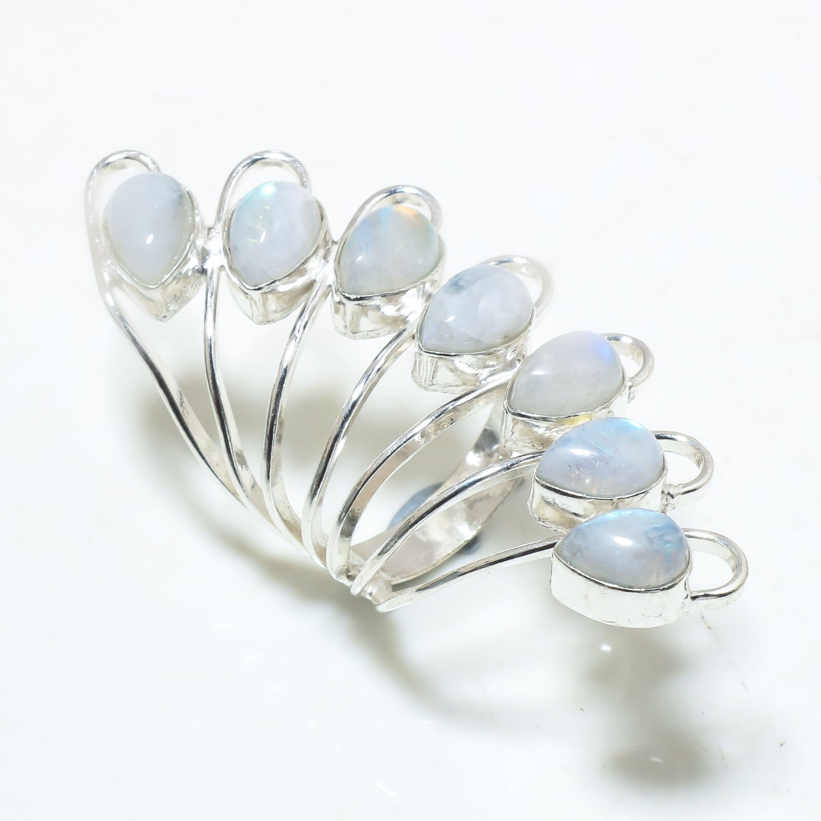 Natural Moonstonre Gemstone .925 Sterling Silver Handmade Jewelry Ring