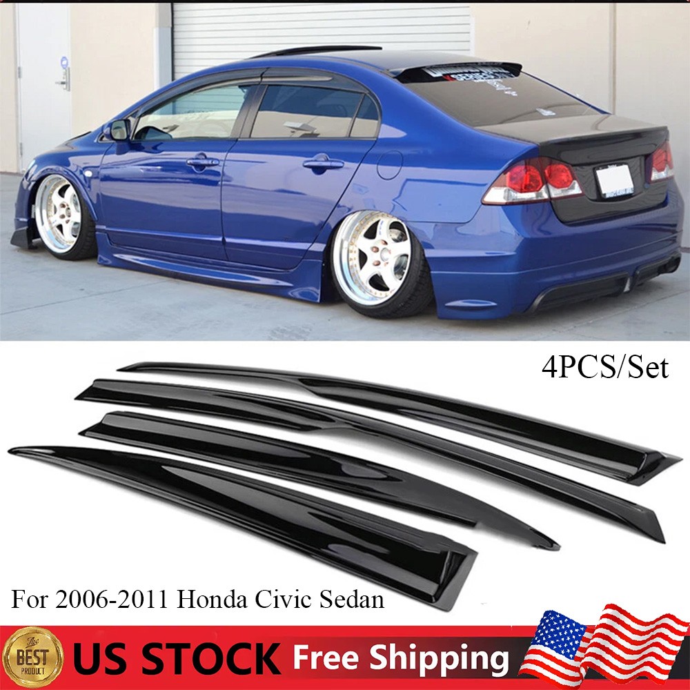 Fits 06-11 Honda Civic Sedan Mug Style Acrylic Window Visors Rain Guard 4PCS Set