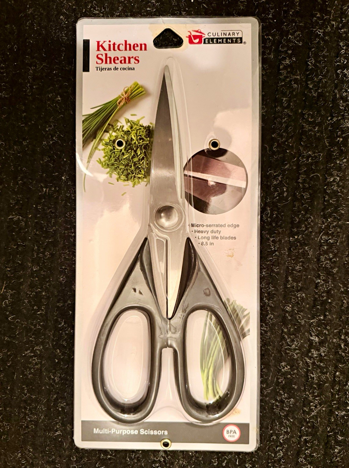Culinary Elements Kitchen Shears 8.5" Stainless Steel Micro-Serrated Heavy Duty