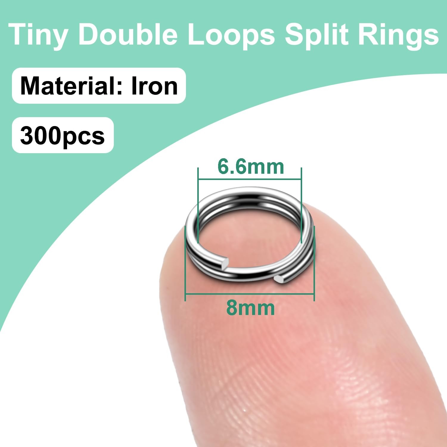 300 Pcs 8mm Tiny Split Rings Split Jump Rings for Necklaces Bracelets Earrings