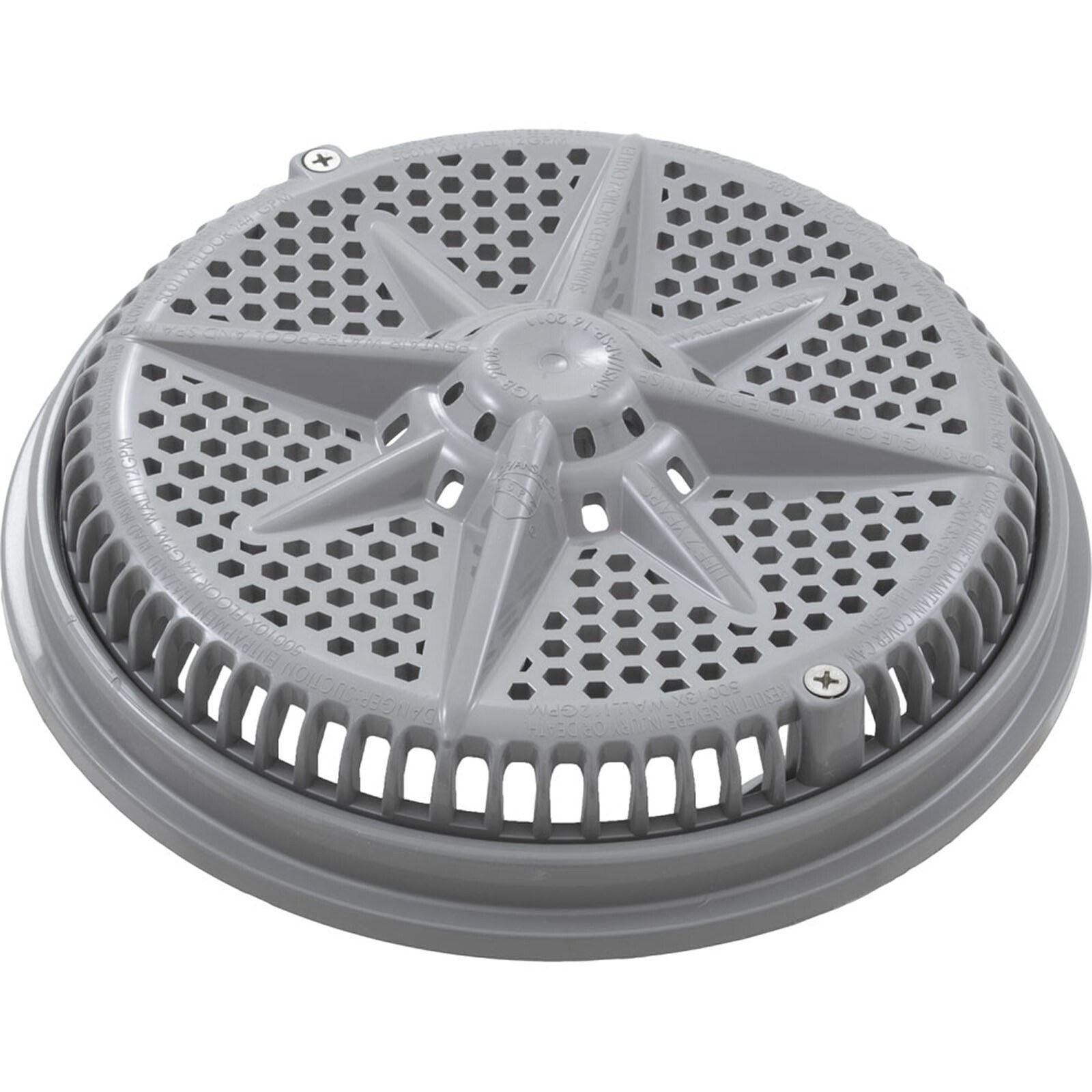 500147 Main Drain Grate, PentStarGuard, 8", 112gpm, Gray, qty 2, Short Ring