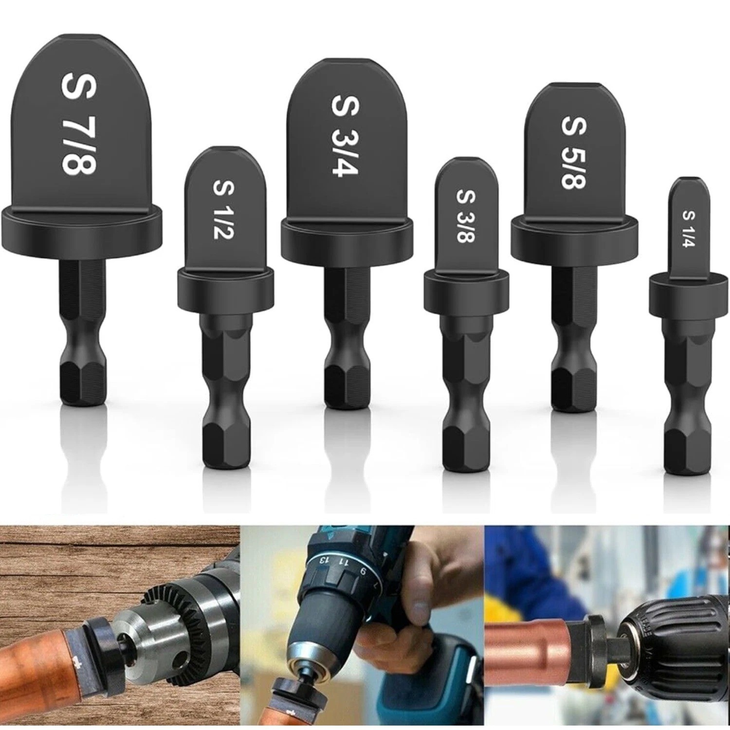 6x Swaging Tool Drill Bit Set Air Conditioner Copper Pipe Flaring Tube Expander