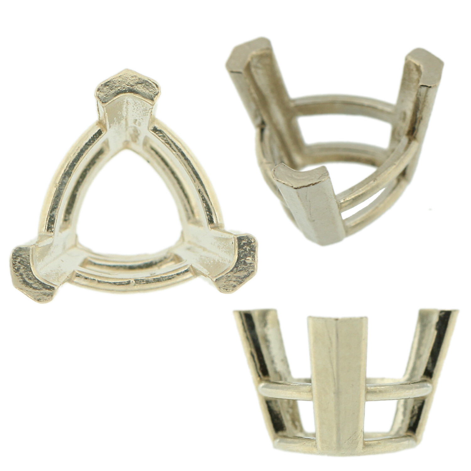 14K White Gold Trillion Wire Basket Setting Mounting V-End 3 Prong 0.12-12.00ct