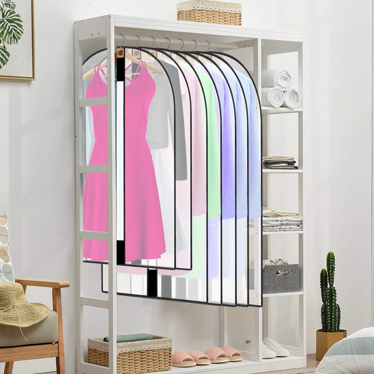 12 Pack Breathable Clothes Covers with Zip, Hanging Garment