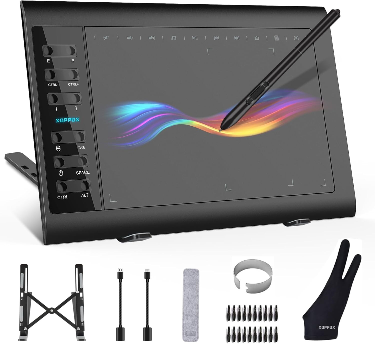 Professional Graphic Drawing Tablet for Beginners, Battery-free Pen, 12 Shortkey