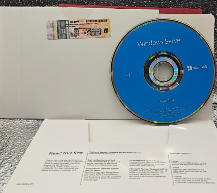 Microsoft Windows Server 2025 Datacenter - 16 Core License (OEM Pack)