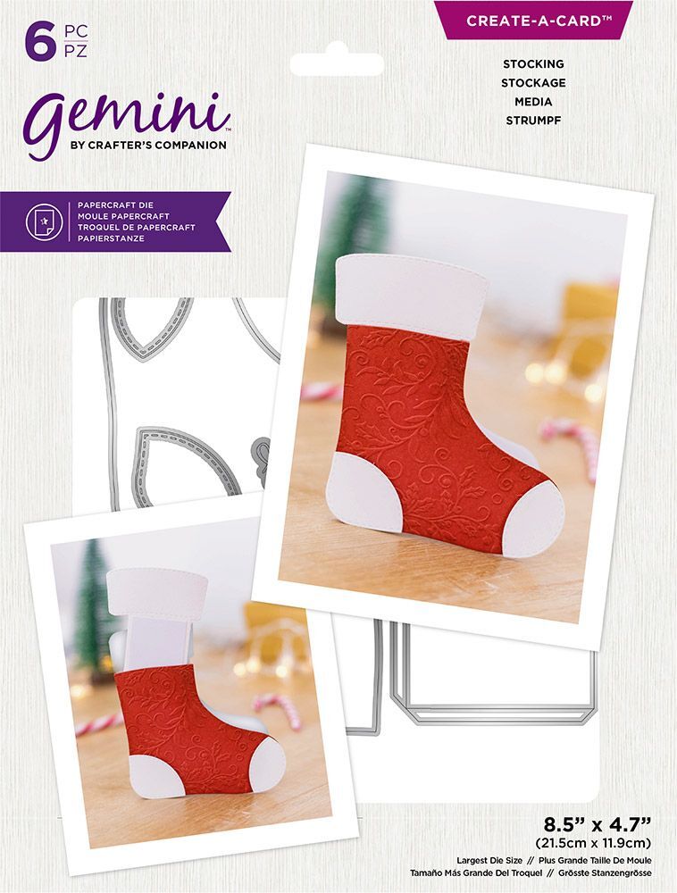 Crafters Companion Gemini Die Papercraft Create a Card Stocking 8.5" x 4.7" new