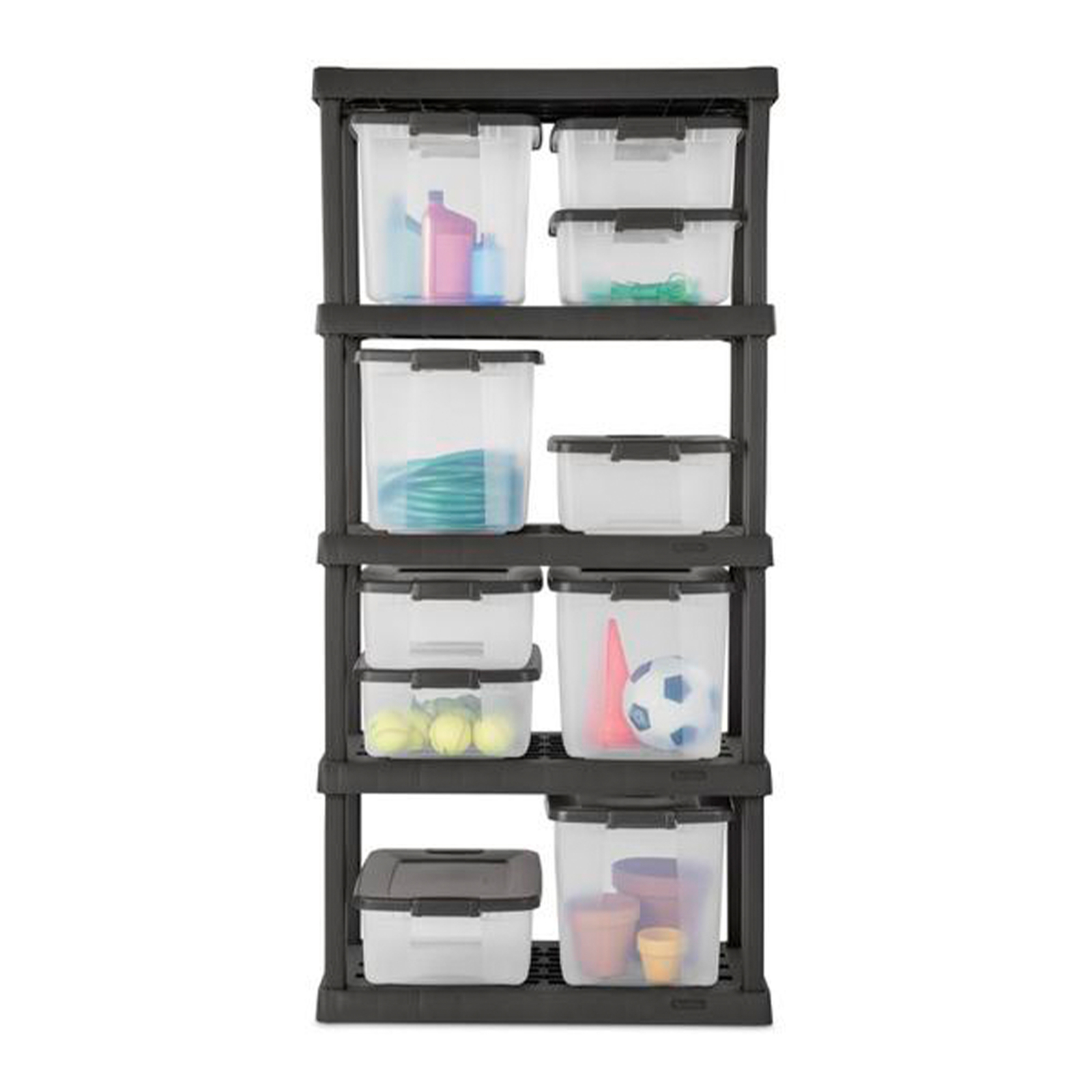 Sterilite 25 Quart ShelfTote, Stackable Storage Bin with Latching Lid, 6 Pack