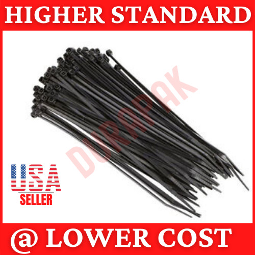 100 PCS 6" Black Cable Wire Tie 40 Lbs Zip Tie Nylon Fastener Secure Binding