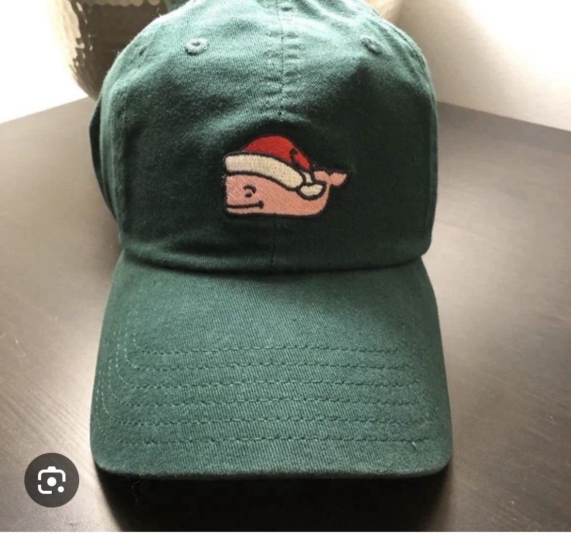Vineyard Vines Green Santa Whale Chrismas Embroidered Logo  Strapback Hat  NWT