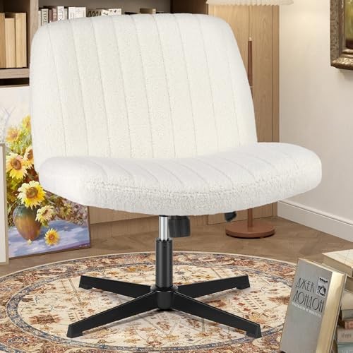 Criss Cross Chairs Legged Armless No Wheels Wide Furry Beige Modern(No Wheels)