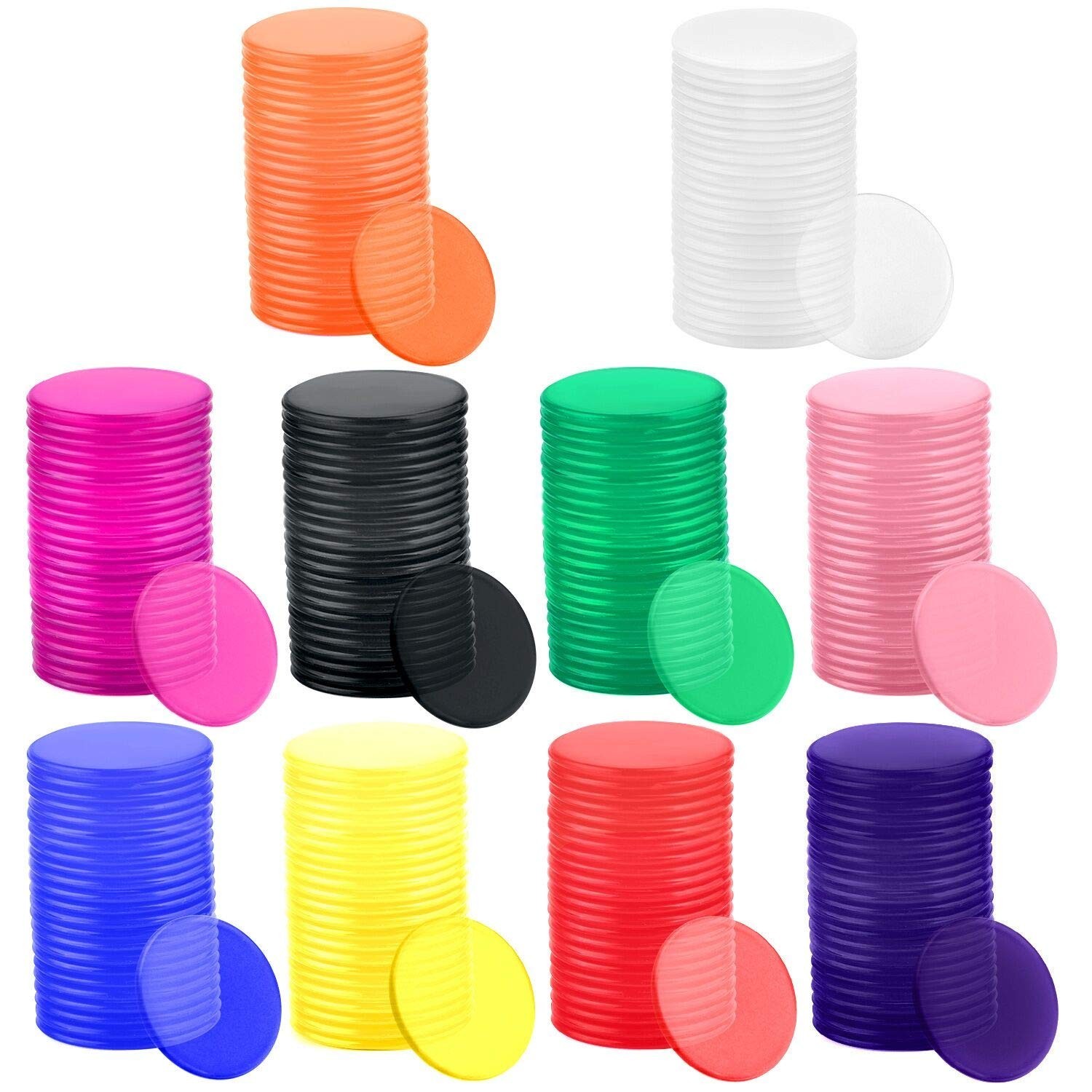 Coopay 200 Pieces 10 Colors 1-1/5 inch Plastic Learning Counters Disks Bingo ...