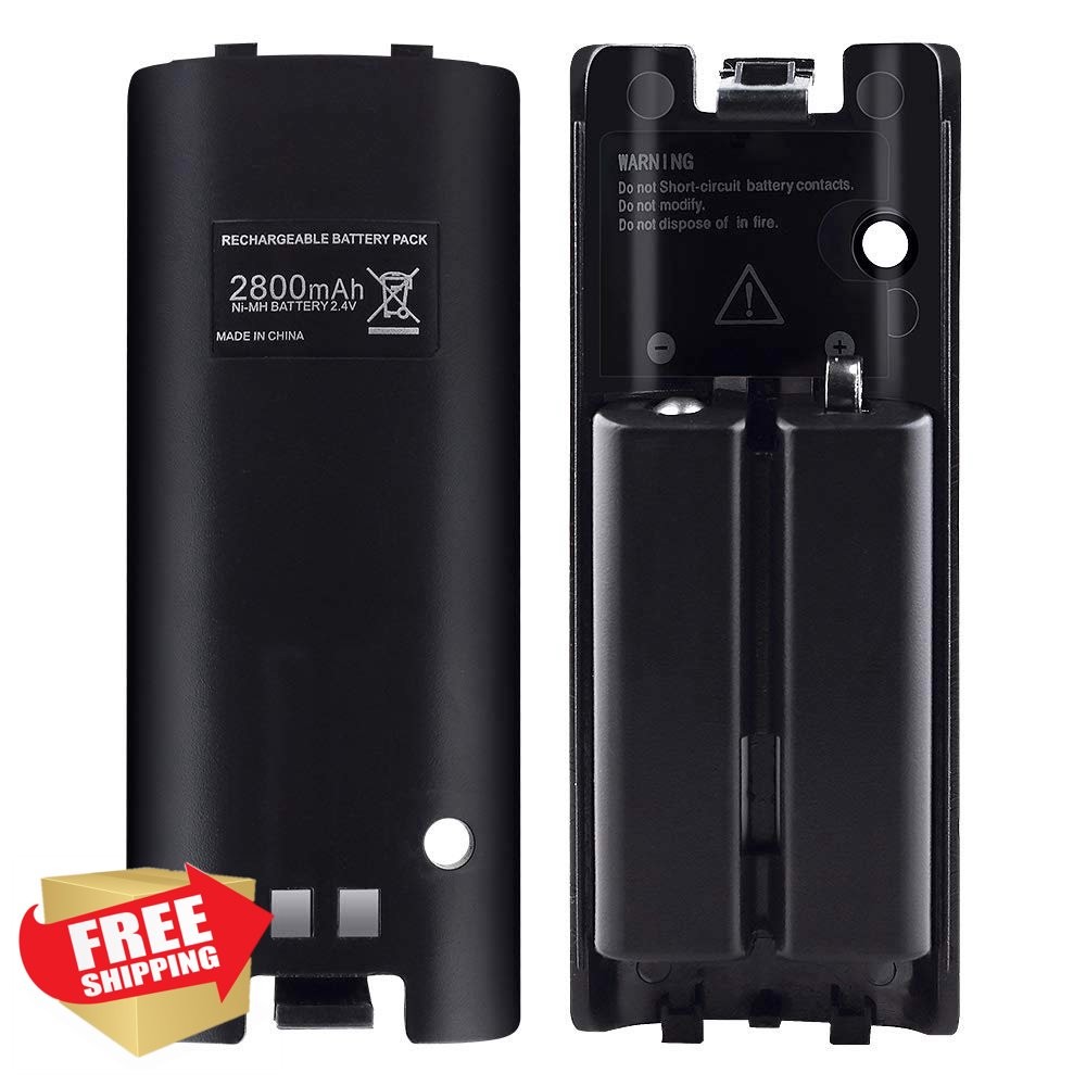 NIFERY Wii Remote Rechargeable Batteries Black 2pk
