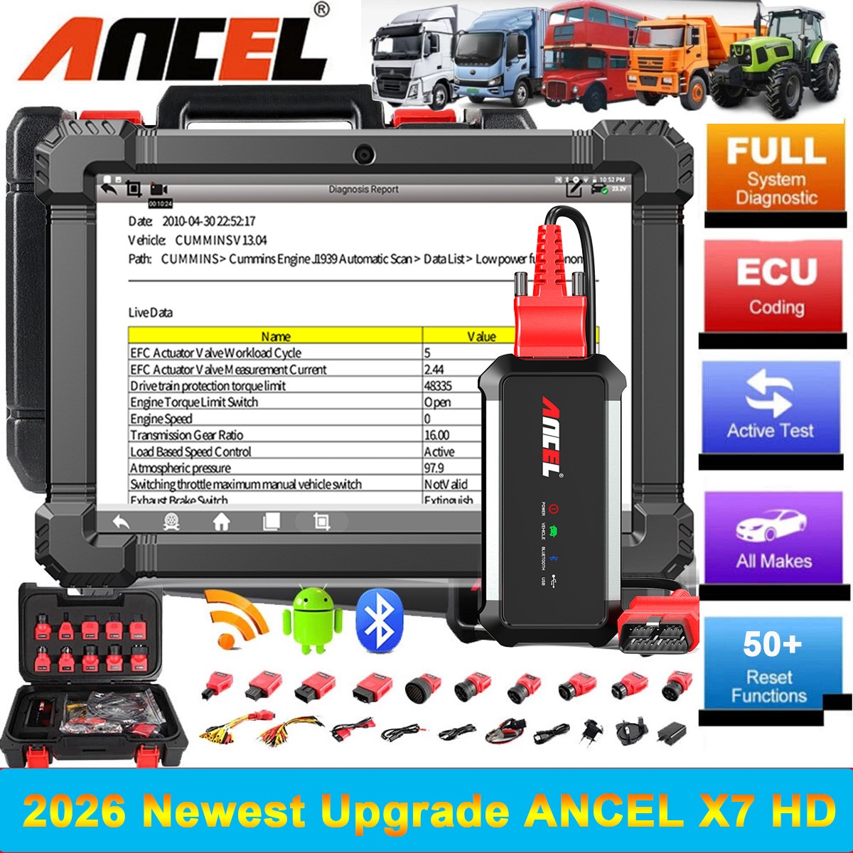 Heavy Duty Truck Scanner Semi Trucks Full System Diagnostic Tool Bidirectional