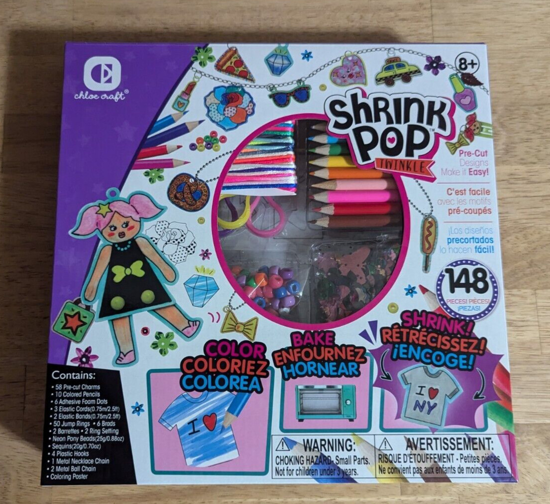 Shrink Pop Twinkle Kids Fashion Craft Art Set COLOR, BAKE, SHRINK by Chloe Craft