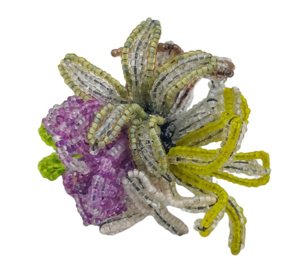 French Seedbead Handmade Ring Floral