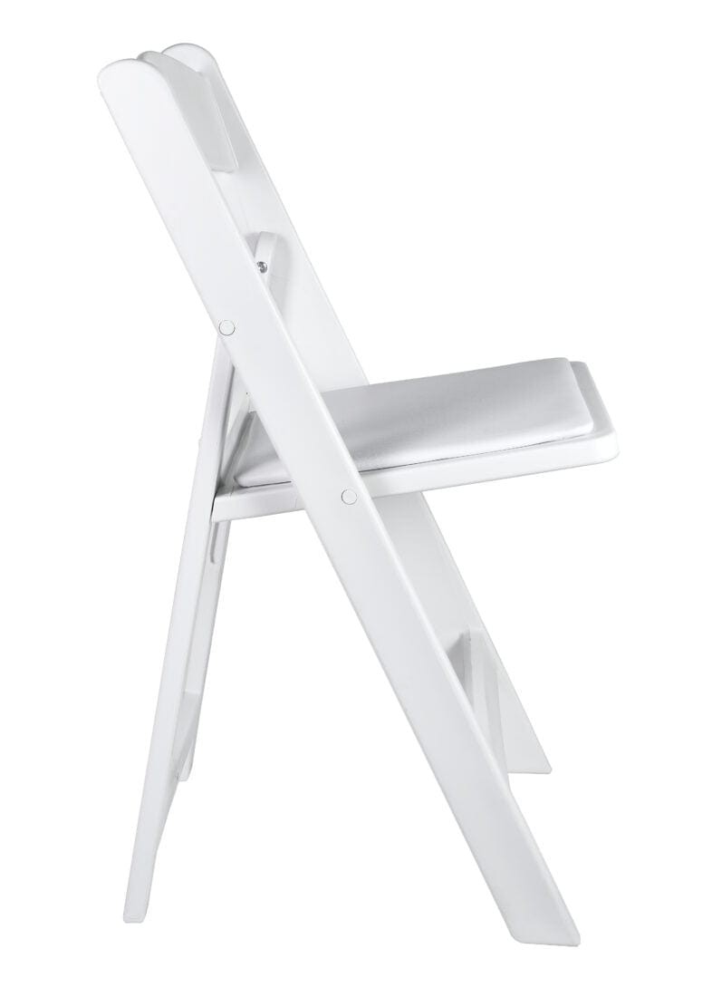 White SuperResin™ Folding Chair with Stainless Steel Hardware by Chivari
