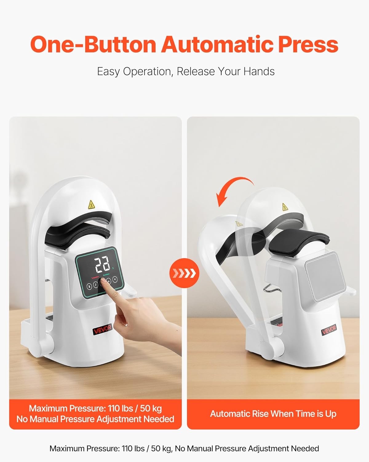 VEVOR Auto Hat Heat Press Machine, with 2pcs Interchangeable Platens, Automatic