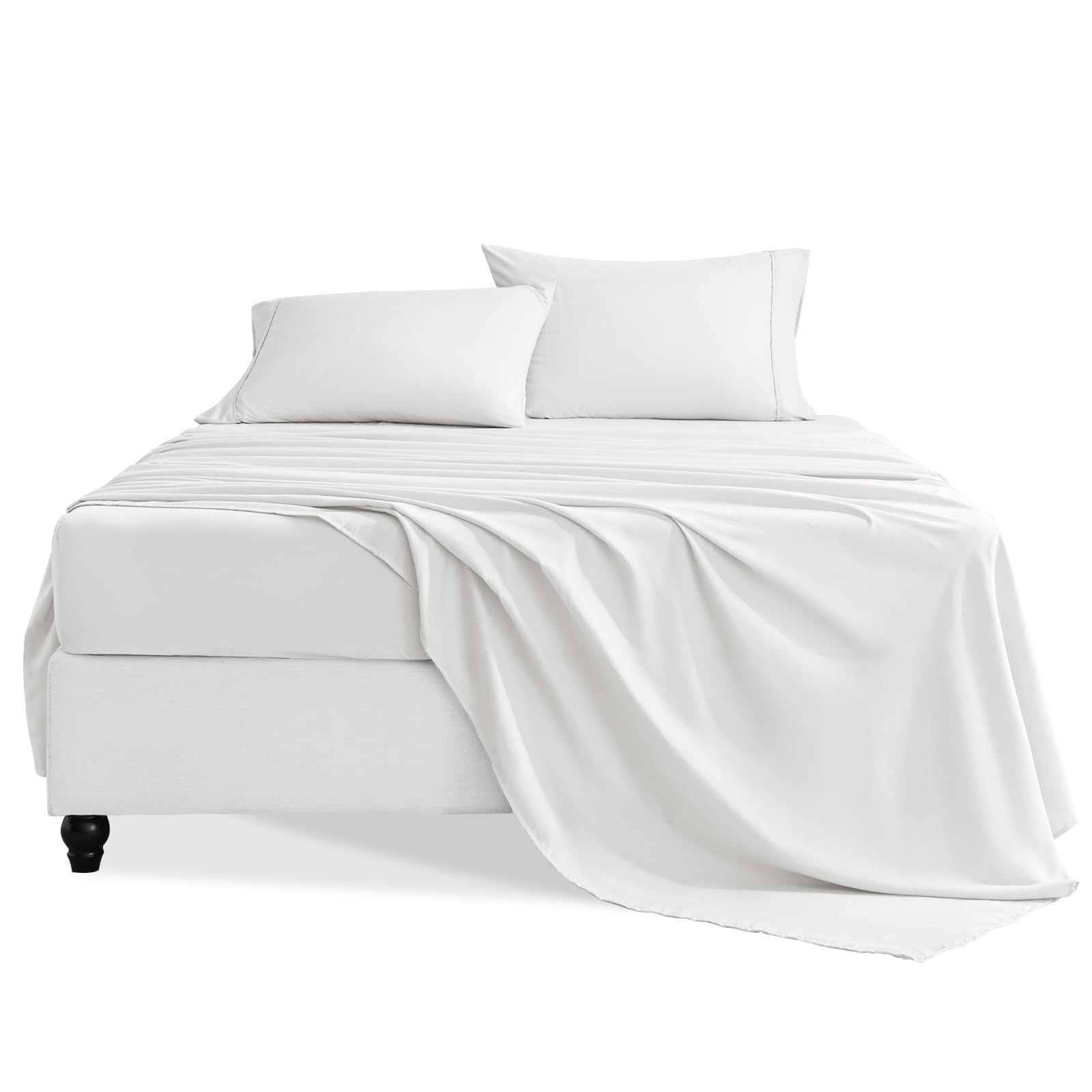 Swiftify Twin Sheets Set, 3 Pieces Hotel Luxury Soft Microfiber Twin, White