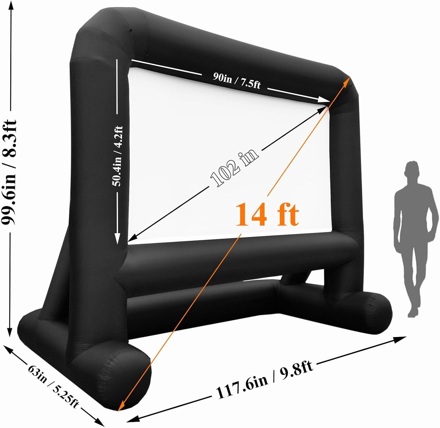 104 Inch Matte Inflatable Projector Screen - Perfect for Backyard Cinema Events