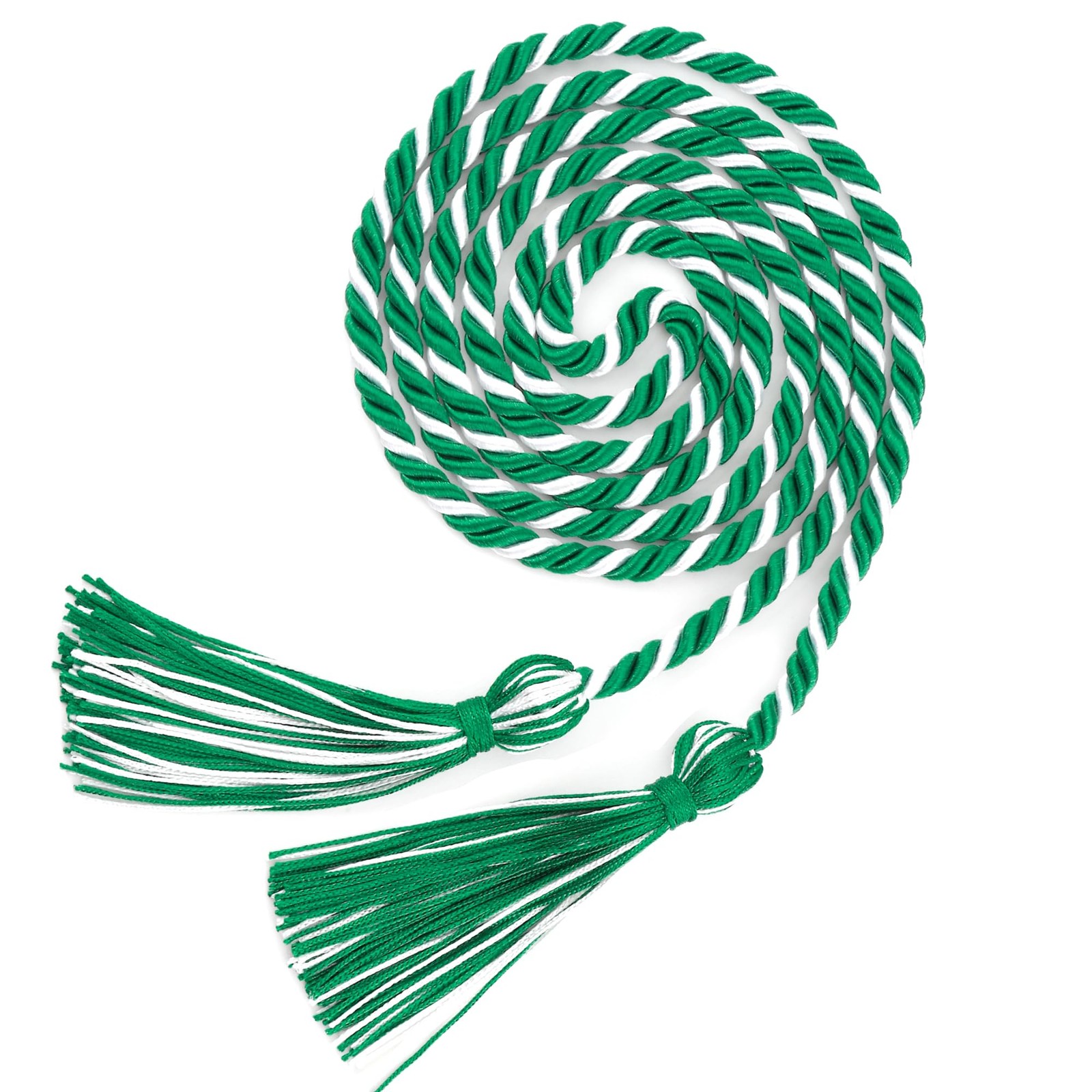 Green White Graduation Honor Cords 2026 Polyester Tassel Fits 67 Inch