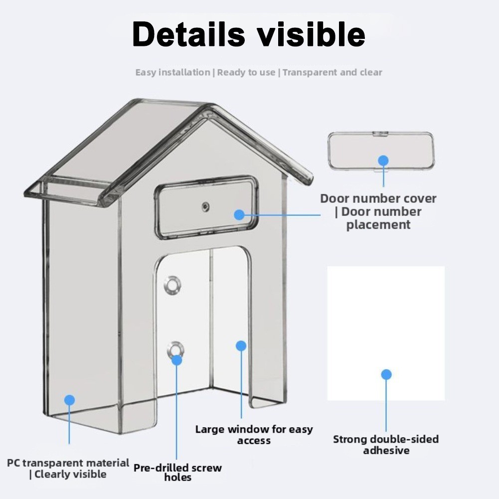 Clear Protective Cover for Wireless Doorbell Rainproof PC Shell Easy Install