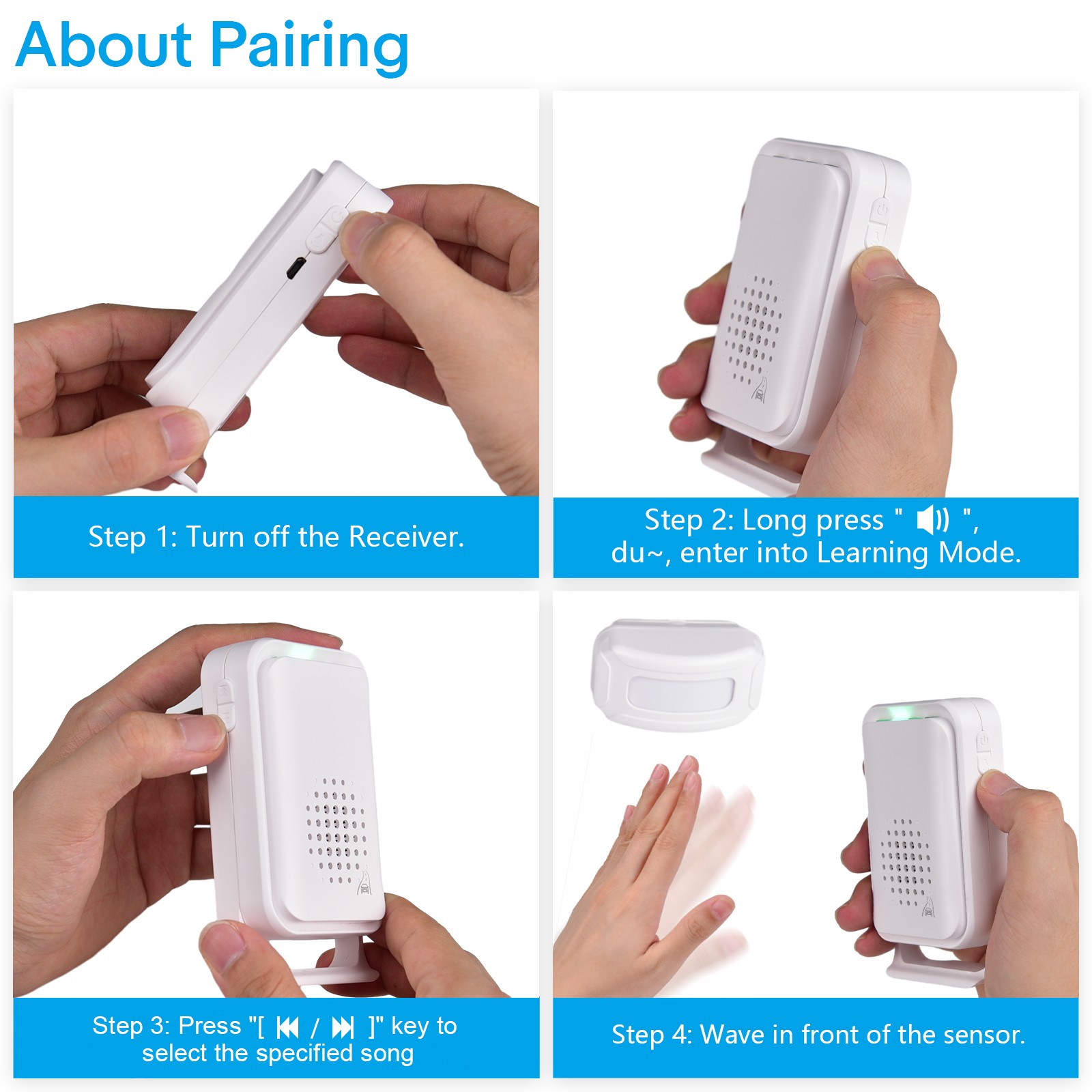 Home Security Driveway Alarm Long Detecting Range Motion Sensor Bell Waterproof