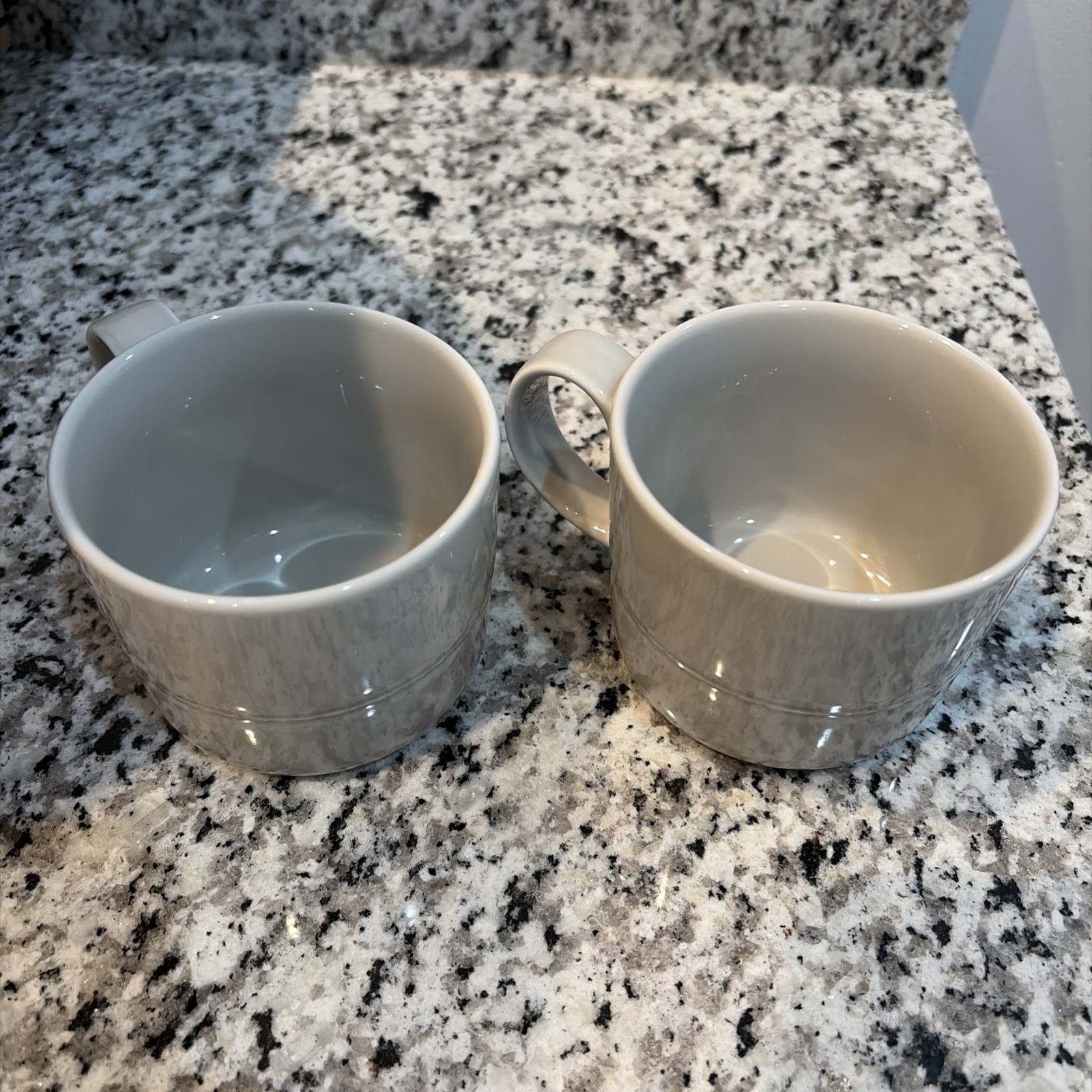 Crate And Barrel Coffee Cups Mugs Aaron Probyn Light Gray Set of 2