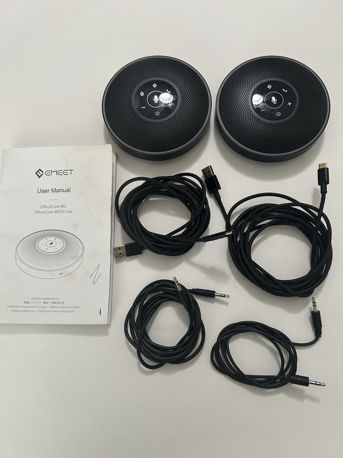 EMeet OfficeCore M220 Lite Wireless Speakerphone Black (2 Pack)