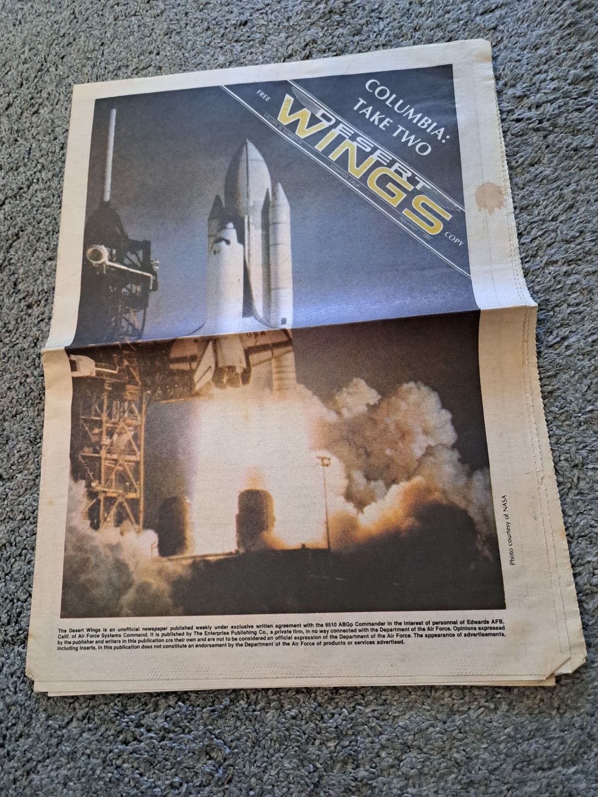 1981 Edwards Airforce Base Desert Wings Newspaper Columbia Space Shuttle Issue