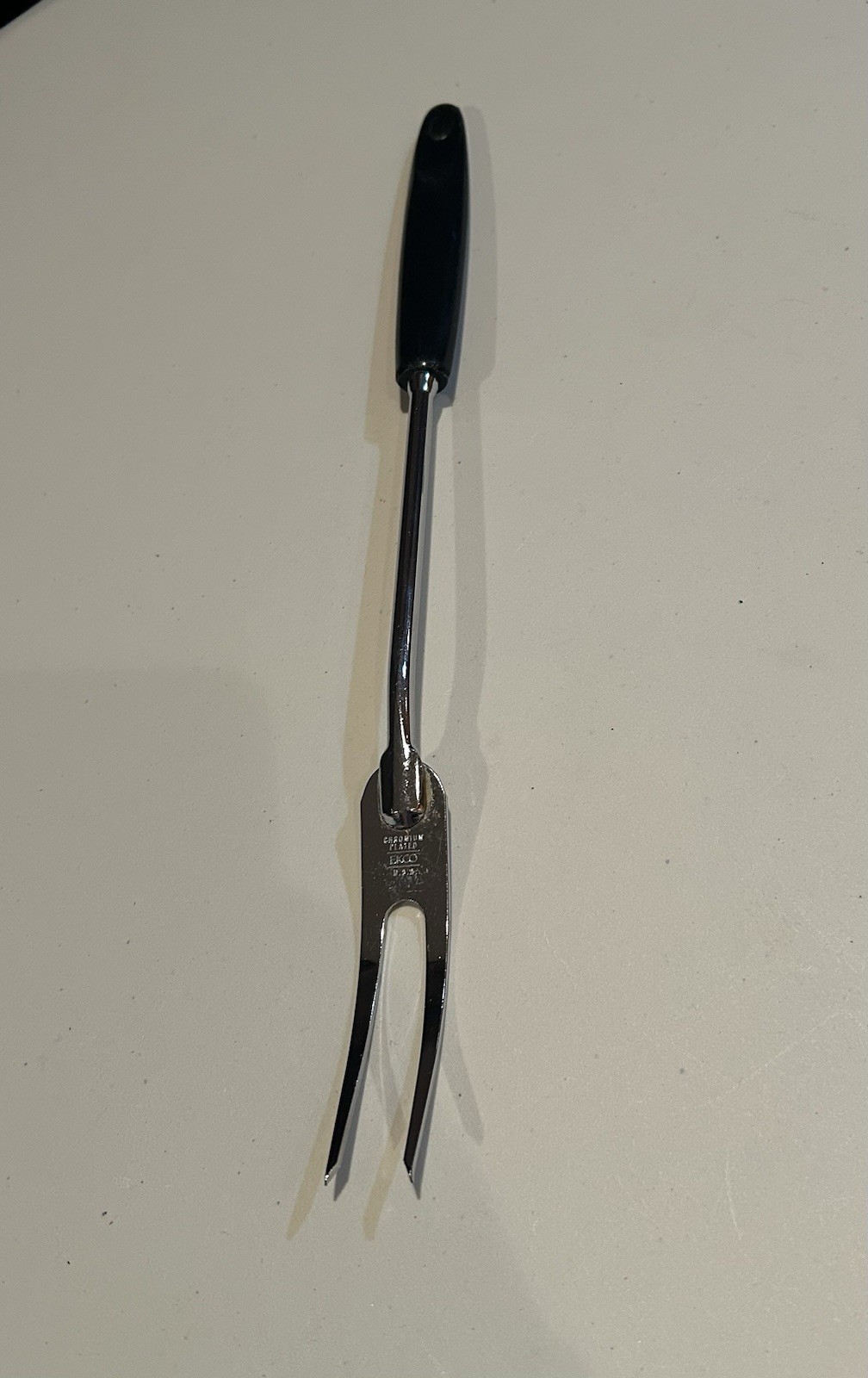 EKCO Carving Fork Stainless Steel Black Handle Made In USA 12"