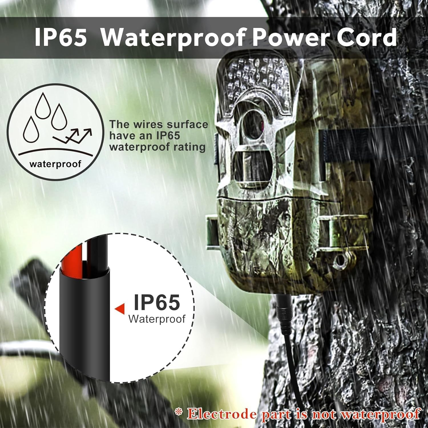 Extra Long 79-Inch Power Cable for Trail Cameras - Durable & Waterproof Design