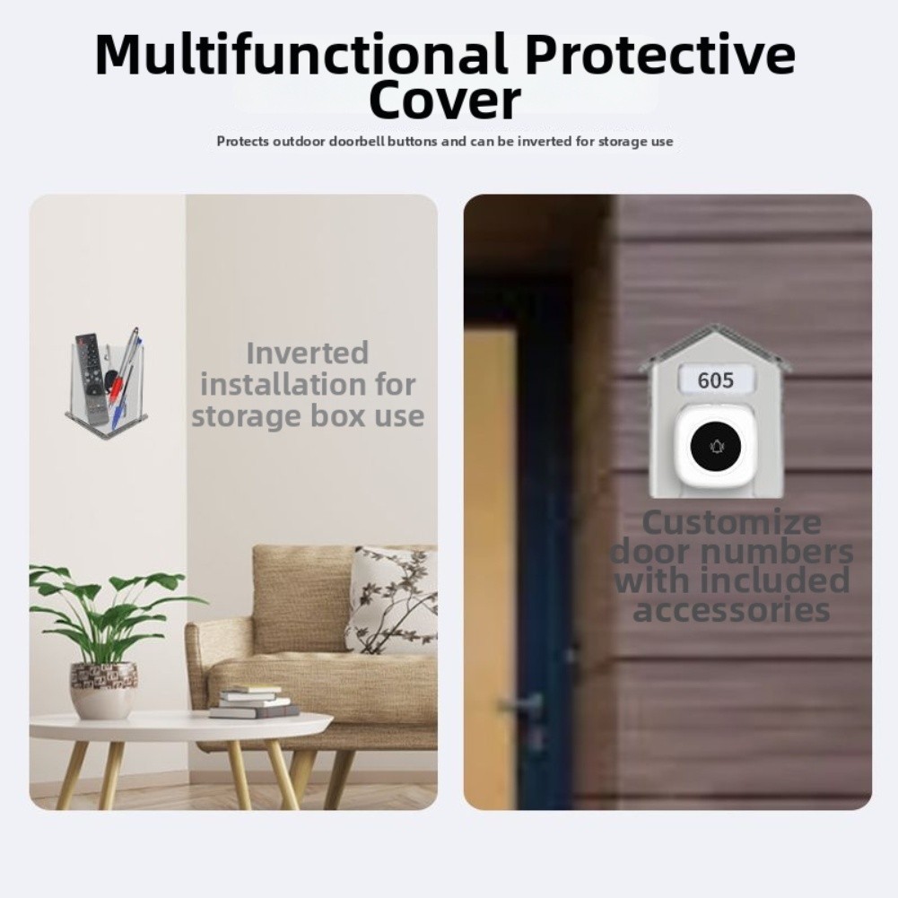 Clear Protective Cover for Wireless Doorbell Rainproof PC Shell Easy Install