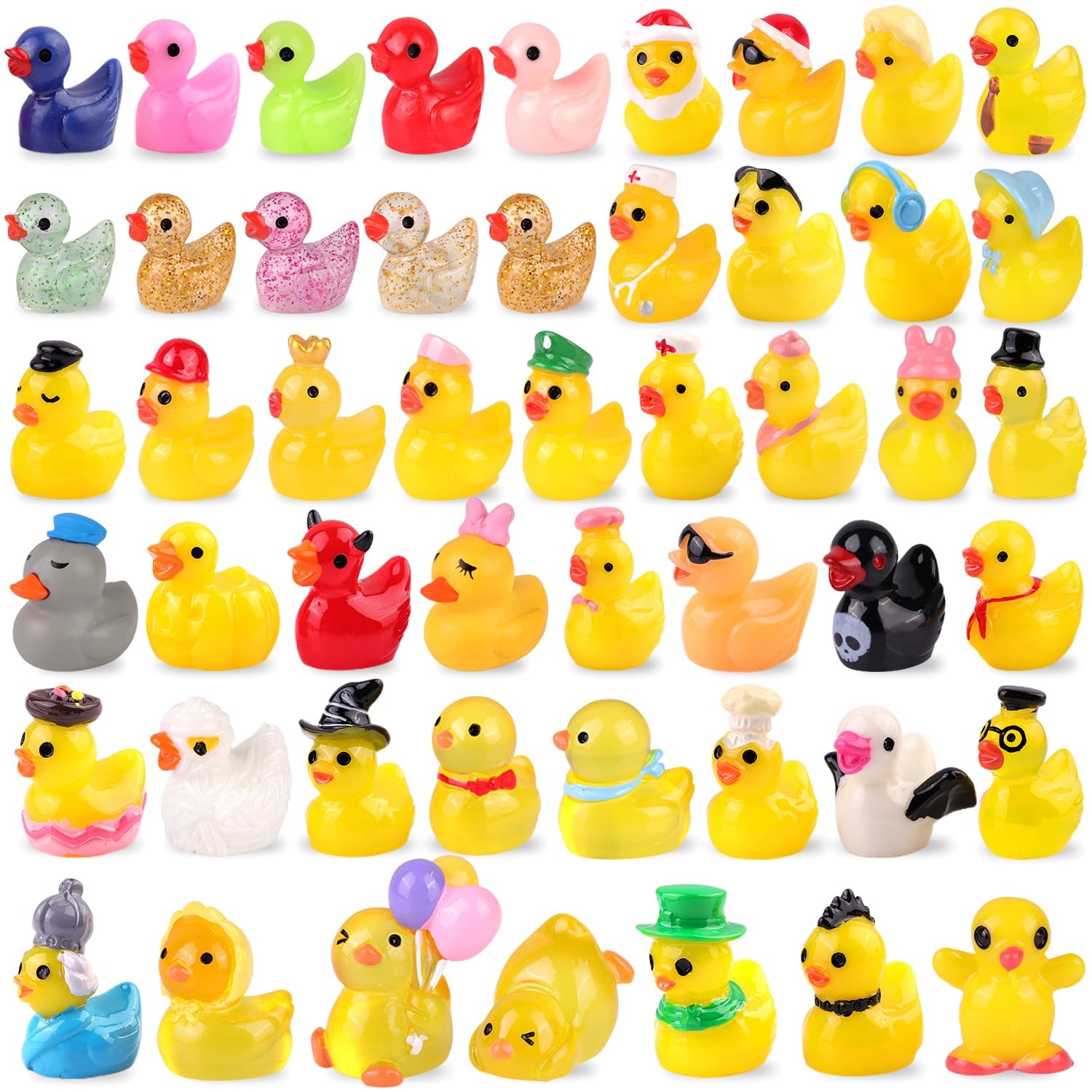 TINKRSTUFF 50PCS Mini Resin Animals Assorted Miniature, Various Ducks-50pcs