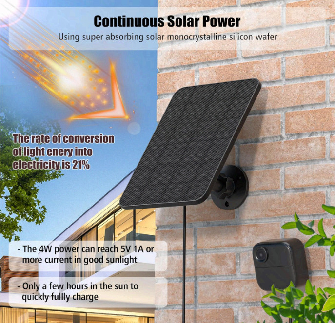 4-Pack Solar Panel for Blink Outdoor XT2/XT3/4 Camera w/Mount & 13.1ft