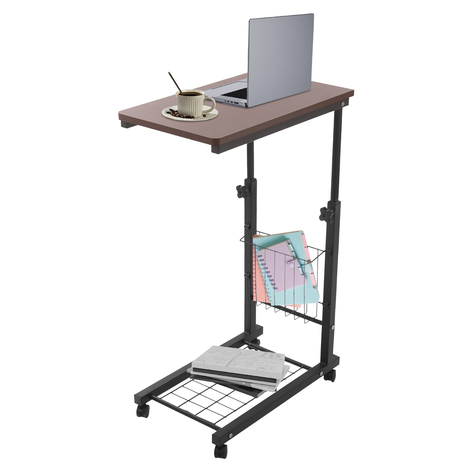 Adjustable Bed Side Table, Side Table with Wheels, Mobile Standalone Table