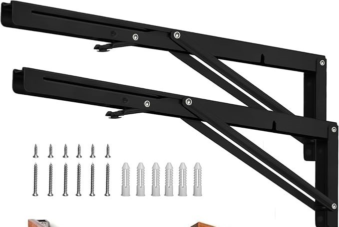 Folding Shelf Brackets Heavy Duty Supports 150 lbs. 20" Inch Black DIY 2pc New