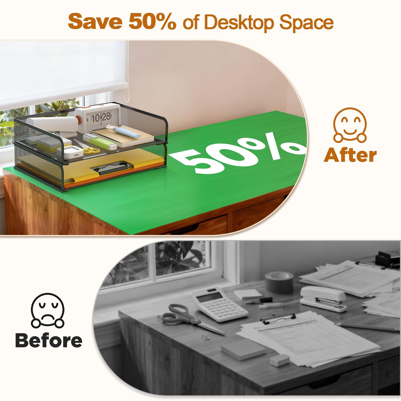 2-Pack Metal Mesh Stackable Paper Letter Trays Organizer for Classroom,Office...