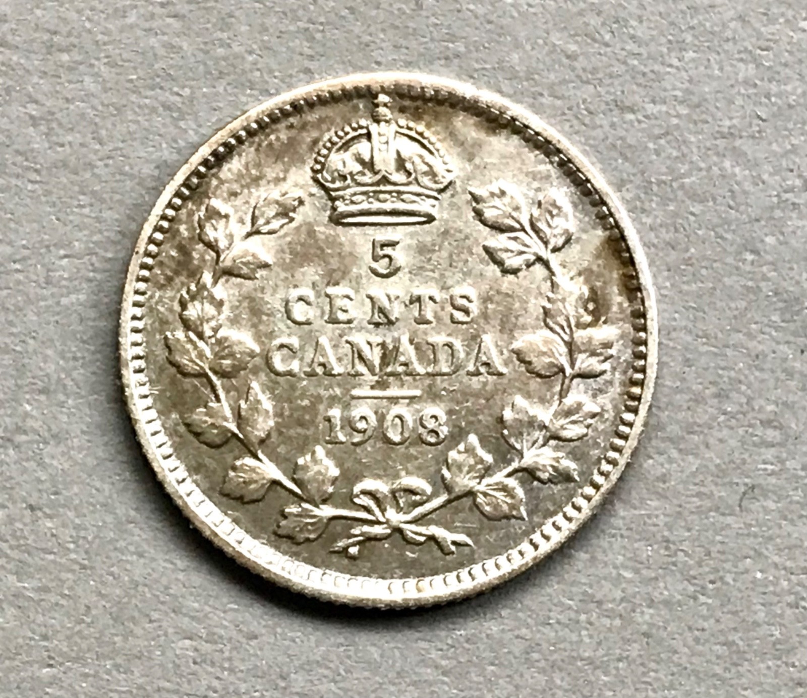 1908 Canada Five Cents Silver