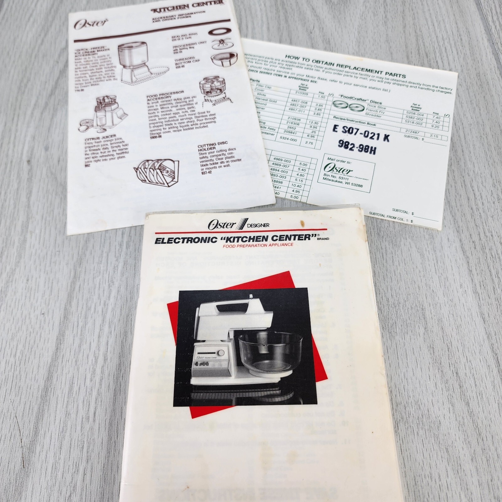 Vintage 1988 Oster Kitchen Center Cookbook Recipes Instruction BOOKLET ONLY